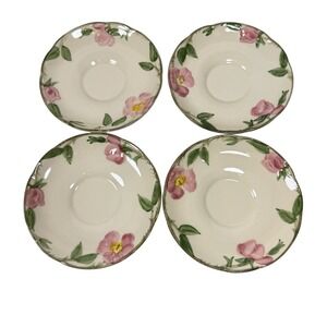 Vintage Franciscan Earthenware Desert Rose‎ Set Of 4 Cup Saucers Made In USA